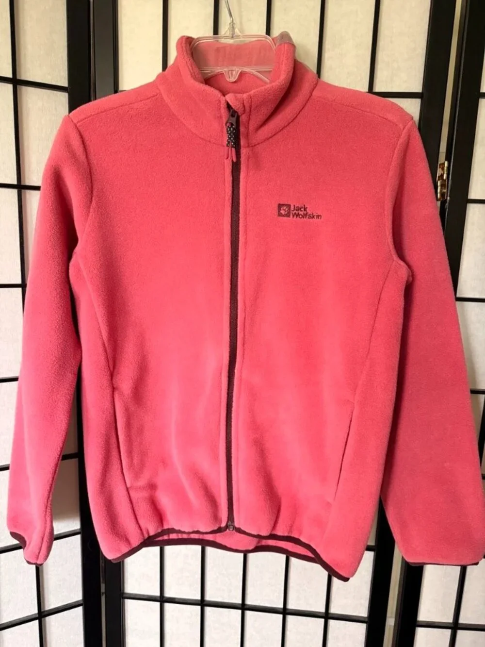 Jack Wolfskin Girls Coral Pink Full Zip Fleece Jacket Youth M 11-12